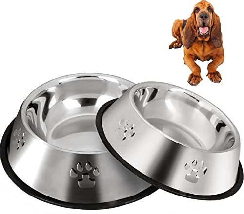 SUOXU Gamelles pour Chien en Acier Inoxydable, Gamelle Alimentation Chien avec Bases en Caoutchouc Antidérapantes, Gamelles Grands pour Animaux de Compagnie et Bols à Eau,XL-30 cm /2 Bols