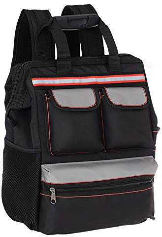 CLBING Zaino Porta Attrezzi, Zaino Porta Attrezzi da Lavoro, in Tessuto Oxford 1680D, Borsa per Attrezzi,Black