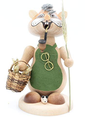 Kuhnert - Erzgebirgische Holzkunst Räuchermann Räucherfigur Hamster 18cm - Urhamster Mann