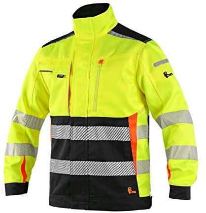 SAFETY Canis CXS Benson Arbeitsjacke Herren Cordura reflektierend Winddicht Warnjacke Monteurjacke Belüftung Reißverschlusstaschen leichte Jacke Schutzkleidung EN20471; Gelb; (50)