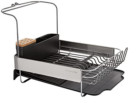 KitchenAid Escurridor de Platos expandible de tamaño Completo, 24 Pulgadas, Color Negro