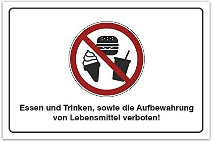 Aluverbund Hinweis Schild 30x20cm Wetterfest Kratzfest UV beständig - Essen und Trinken verboten