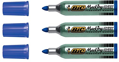 BIC Marking Onyx 1482 Permanentmarker, Rundspitze, 1,5 mm, Blau, 3 Stück