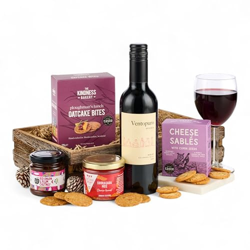 Thornton & France Luxury Wine and Pate Gift Box Hamper | Savoury Snacks | Savoury Snacks Gift Box, Merlot Red Wine, Pork Pate, Gift for Men
