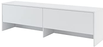 MEBLINI Hängeschrank für Horizontal Schrankbett Bed Concept - Wandschrank mit Ablagen, Fächern und Teleskopen - Wandregal - BC-09 für 140x200 Horizontal - Weiß Matt