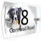 House Number Plaque Sign Door Road Plate for Dog Lovers Personalised Watercolour Print (D413 Border Collie2)