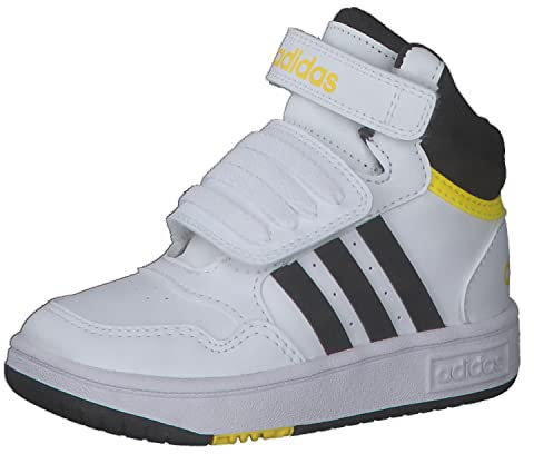 adidas Jungen Hops Mid 3.0 Ac I Sneaker, Ftwr White Core Black Beam Yellow, 23 EU