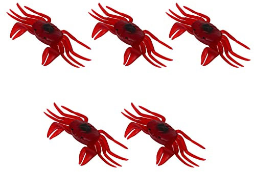 TOPINCN Esca da Pesca Artificiale, Esca per Granchio Simulata Realistica 5 Pezzi in Silicone Riutilizzabile di Pregevole Fattura per Il Mare (Rosso)