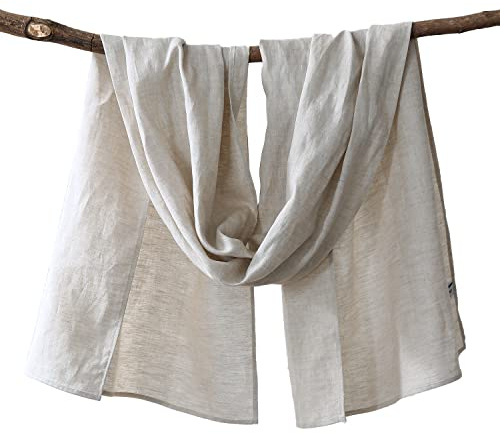 Amazhiyu Leinenschal, 100 % Leinen, 200 x 60 cm, Unisex-Schals, einfarbiger Leinen-Strand-Wickelschal