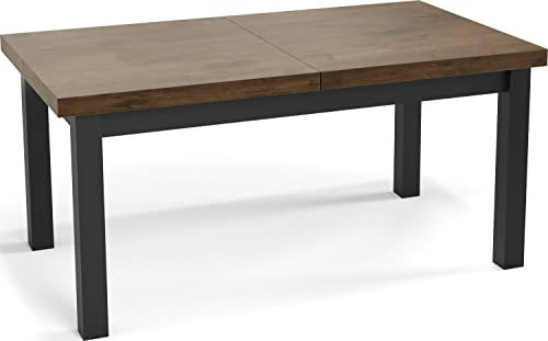 WFL GROUP Moderner Rechteckiger Ausziehbarer Esstisch - Platzsparend - Schwarze Holzbeine - 140 bis 180 cm - Hergestellt in EU - 140 x 80 cm - Lefkas Eiche