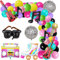 80er Jahre 90er Jahre Party Dekorationen Bundle Radio Boom Box, 139PCS Roller Skate 4D Disco Folie Ballons Retro Handy Gitarre Mikrofon Ballons Girland Bogen Kit Hip Hop Disco Fieber Party Dekoration