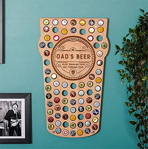 Room Ornaments Beer Cap Holder Map - Wall Decor Art for Craft Beer Lovers, Bottle Cap Collector - Dad's Beer Themed Collection Display - Funny Beer Present Symbol, Gifts for Father,Cup，Wall Sculptures