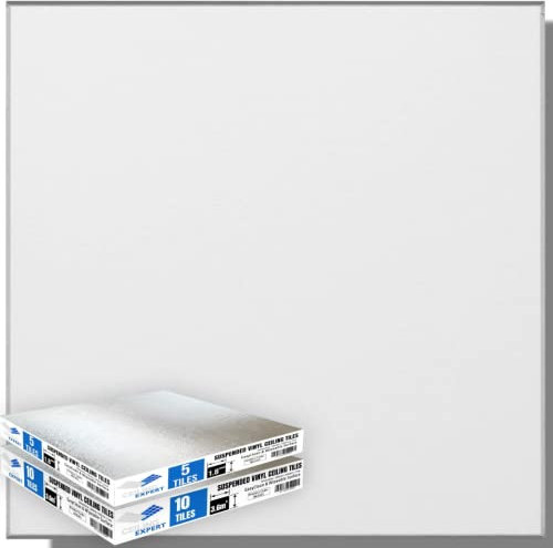Suspended Vinyl Ceiling Tiles 595mm x 595mm x 7mm EASYCLEAN & Wipeable 600mm x 600mm Pack of 15 Tiles for 5.4m2 Area
