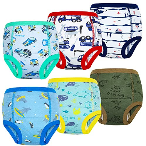 FLYISH DIRECT Mutande per l'addestramento al vasino, 6 pezzi di Mutandine Apprendimento, Mutandine Apprendimento in cotone traspiranti e morbidi per bambini e bambine, 130/6T