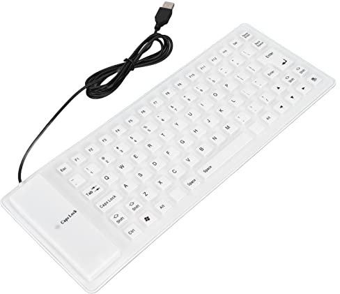 Silikon-Tastatur - Faltbare, Tragbare 85-Tasten USB-Kabel Wasserdichte Rollup-Softtastatur für PC (Weiß)