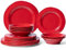 LEHAHA Service de table 18 pièces en mélamine rouge, léger et résistant aux éclats, durable, sûr pour un usage quotidien, passe au lave-vaisselle, service pour 6 personnes