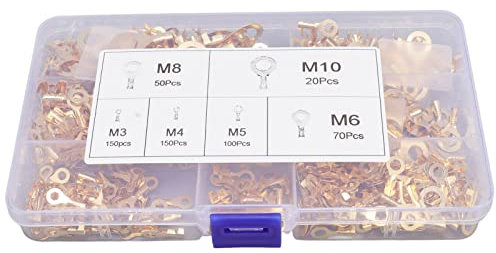 540PCS Capicorda in Filo di Rame, Set di Assortimento di Capicorda in Ottone Capicorda Per Cavi Elettrici Capicorda Per Cavi Batteria Estremità Cavi Batteria Terminali Anulari Connettori con Scatola D