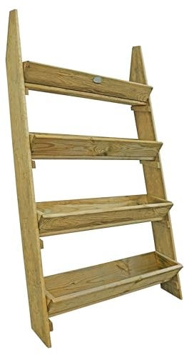 Zest Ladder Planter – Vertical Herb Planter – 4-Tier Plant Stand – Wooden Planter for Gardens, Patios & Balconies – Solid Pressure-Treated PEFC-Certified Wood – 0.79 m (W) x 0.61 m (D) x 1.38 m (H)