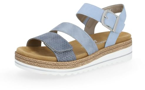 Remonte Damen Riemchensandalen D0Q55, Frauen Sandalen,lose Einlage,halteriemen,Sommerschuhe,Freizeitschuhe,offene Schuhe,Strandschuhe,blau (12),45 EU