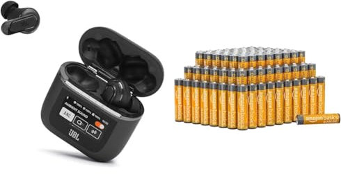 JBL Tour Pro 2 – True Wireless In-Ear Kopfhörer – Bis zu 40 Stunden Wiedergabezeit mit nur Einer Akkuladung & Amazon Basics AAA-Alkalibatterien