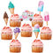 WERNNSAI Eiscreme Party Decorations - 35 Stück Eis Geburtstags Kuchen Deko Mädchen Kinder Eiscreme Rosa Cupcake Toppers Picks Sommerparty Geburtstagsparty Tortendeko Kuchendekorationen Zubehör