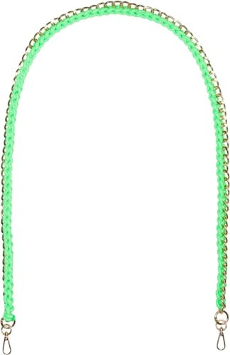 styleBREAKER Taschen Schulterriemen mit eingeflochtener Kette, Wechsel Taschengurt, Handyband, Handykette, Karabiner 02013038, Farbe:Neongrün
