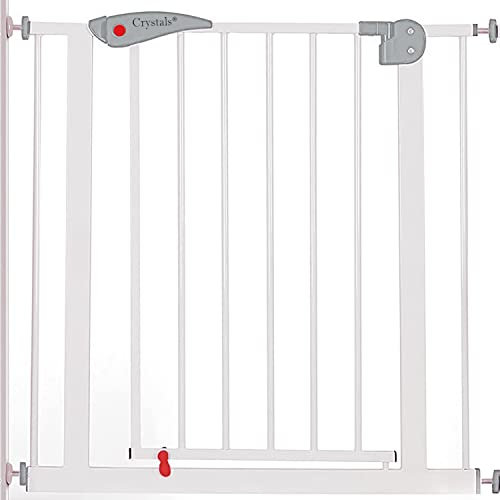 Crystals Baby Safety Gate - Pressure Fit Stair Gate for Children and Dogs - No Screws, No Drilling - Width 75cm to 85cm, White