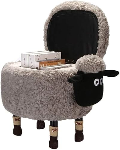 Aufbewahrungsboxen für Erwachsene, Fußhocker, Schaf, kreative Fußhocker und Pouffes, Multifunktions-Hocker, Stuhl für Wohnzimmer, Schlafzimmer, graues Schaf, Größe: Schaf: 68 x 40 x 36 cm
