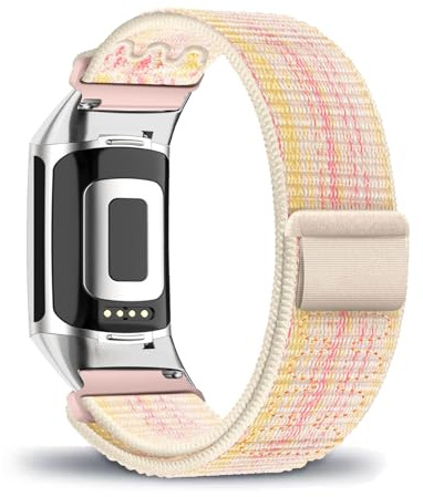 Sport Armband Kompatibel mit Fitbit Charge 5/Charge 6 Armbänder Weich Nylon Fabric Uhrenarmband Atmungsaktiv Verstellbarer Ersatzarmband für Fitbit Charge 5/Charge 6 Armband für Damen und Herren (1)