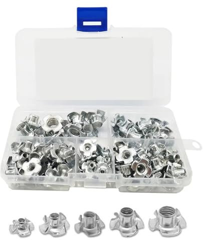 Tuerca en T de 4 Puntas, Tuerca de Cuatro Puntos, Tuerca de 4 Puntas, Tuercas de Impacto, Tuercas en T de Cuatro Puntas, Tuercas de Garra, Tuercas de 4 Dientes, M3/M4/M5/M6/M8, 90 piezas