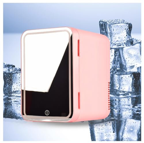ZCCMWLVSHUO RéFrigéRateur Portatif De Beauté, 8L,avec Miroir De Courtoisie LED Mini Frigo, Voiture,Maison,Chaud Et Froid 2 en 1 Petit Frigo Pas Cher, Convient pour Chambre, Dortoir,Pink