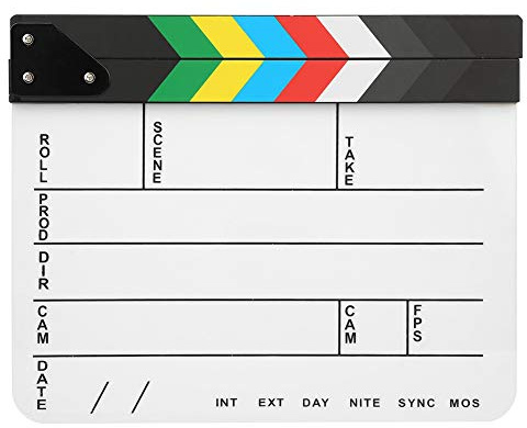 Klappbrett, 30 X 25 cm, Acryl-Filmklappe, Professioneller Regisseur, Action-Klatschfilm-Fotografie-Werkzeug, Filmausrüstung, Eingebauter Magnet für die (Farbstreifen-Whiteboard