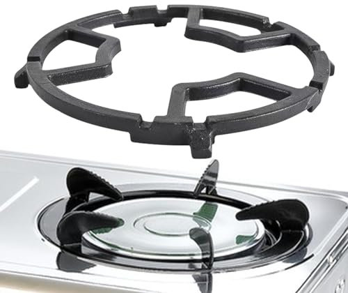 Wok Ring – Anneau de support en fonte | Grille anti-explosions | 17 cm de diamètre | Support antidérapant pour cuisinière à lait pour cuisinière à gaz (noir)