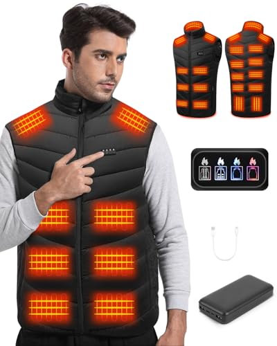 Mimo Style Heated Gilet, Lightweight Heated Gilet for Men, Heated Vest with 20000mAh Battery Pack Included, Electric Heated Jackets for Home Outddors Hiking Hunting(Black L)