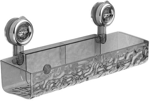 BOBOZHONG Étagère de Douche Robuste avec Ventouse, Salle De Bains Etagere Ventouse, Multifonctionnelle, Grise, Minimaliste