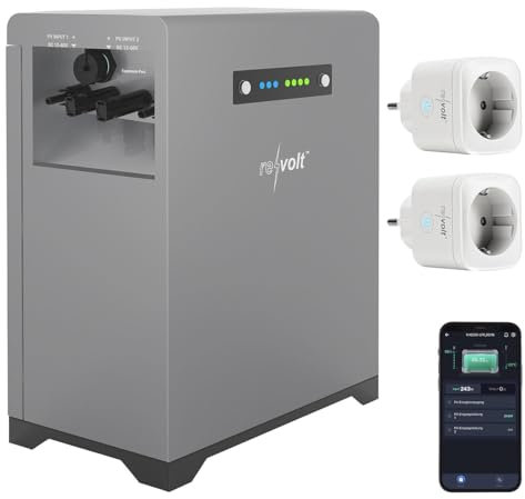 revolt Balkonkraftwerk-Akkus: Akkuspeicher für Balkon-Solaranlagen + 2 Energiemess-Setcker, 2,15kWh (Stromspeicher für Balkonkraftwerk, PV-Stromspeicher)