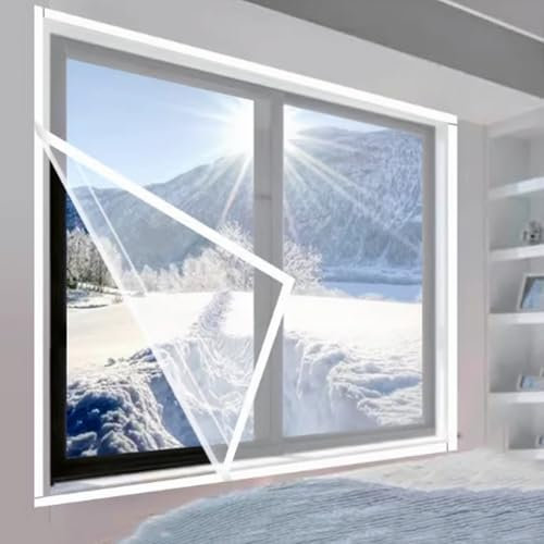 Fenster Isolierfolie Thermo Cover für Innen,Winter Fenster-Isolierfolie Versiegelte, Isolierte Fensterfolie,Transparent Isolierfolie Kit,Kälteschutz Plane,mit Magic Tape (70x120cm/28x47,White)