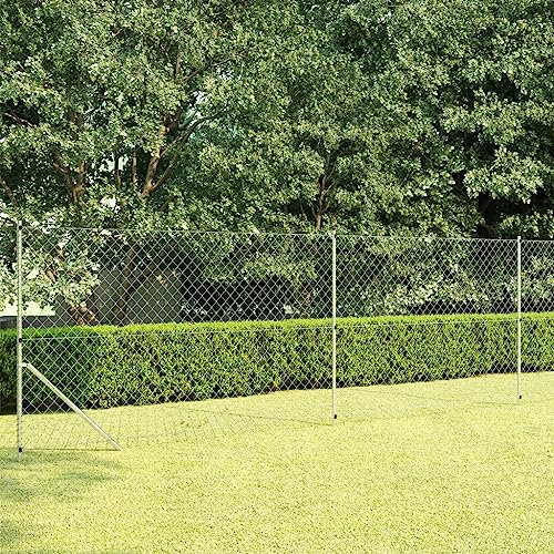 Homgoday Verzinkter Maschendrahtzaun 15x1,5m, Gartenzaun mit 7 Pfosten, robust und wetterfest - Terrassenschutz Model145752