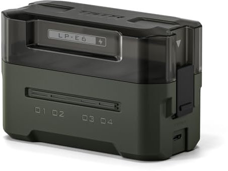 Tilta Cargador de Batería LP-E6 Estuche de Carga de 4 Canales Compatible con Baterías LP-E6, Estación de Carga Portátil - Verde TBC-E6-GN