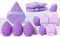 12 Pack Variety Purple Beauty Blender Soft Foundation Sponges Set, Purple Color, Latex Free for Liquid Foundation Powder Sunscreen and Cream - 12pk