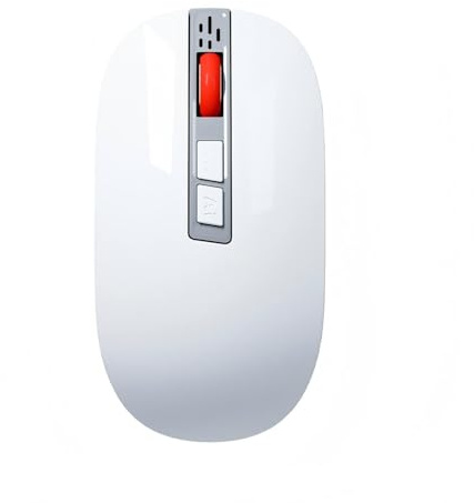 WNTONG Serie MW-05 Wireless 2.4G+Connessione Bluetooth Ricaricabile Silenzioso Sottile Dual Voice Digitazione AI Smart Mouse per Laptop/iPad Tablet/Apple Mac Book/PC (Bianco)