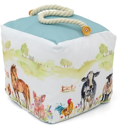 Farmyard Animal Fabric Doorstop | Decorative Animal Door Stop with Rope Handle | Door Stopper for Country-Style Homes 1.5kg - 18cm