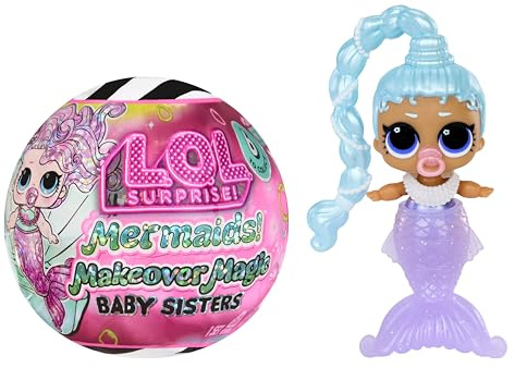 L.O.L. Surprise! Mermaids Makeover Magic Baby Sisters - Colour-Changing Mermaid Tail with Shell Display Ball, 6 Dolls to Collect - for Ages 4+ Years, Series 1