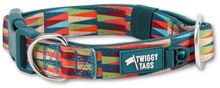 Twiggy Tags Comfort Collar | Durable & Padded Dog Collar | Quick Release Buckle | Suitable For All Dog Breeds (Elixir Multi-Coloured, XS)