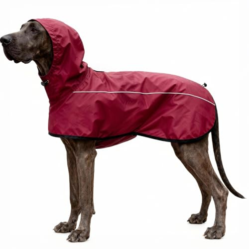 Mosucoirl Hund Regenmantel Jacke Reflektierende Verstellbare Kapuze Haustier Poncho Regenmantel mit Leine Loch wasserdichte Kleidung für kleine mittlere große Hunde (Rot, S)
