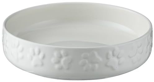 Mason Cash: Paw Print Pet Saucer - Cream - 5.2, 6.8oz - Cat Food-Water Dish, Ceramic Stoneware, Microwave-Dishwasher Safe, Meal Feeding-Hydration