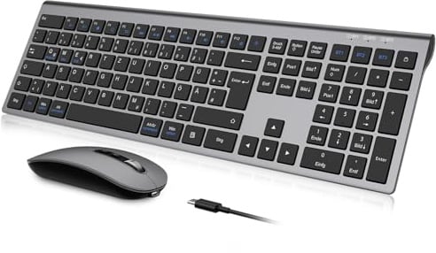 cimetech Bluetooth Tastatur Maus Set Kabellos für MacBook Air/MacBook Pro/iMac/iMac Pro/Mac, Bluetooth Funktastatur QWERTZ mit Maus Wiederaufladbar, Multi-Gerät, Ergonomisch, Leises Tippen, DE Layout