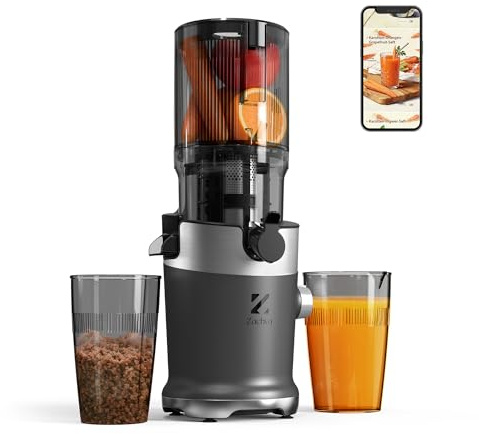 Zachvo Entsafter, Slow Juicer mit 130mm Breite Fütterungsröhre für Ganze Gemüse und Obst Testsieger, Tritan-Material | BPA-frei | Leicht zu Reinigender Juicer