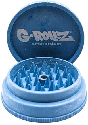 G-Rollz 60mm Biodegradable Herb Grinder 2-Part – Premium Eco-Friendly Spice Grinder for Herbs & Spices (Baby Blue)