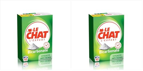 Le Chat - l'Expert – Lessive en Poudre – Efficace Anti-Tâche - Fraîcheur longue durée - Efficace même à Froid – Bicarbonate - 40 Lavages - Emballage Entièrement Recyclable (Lot de 2)
